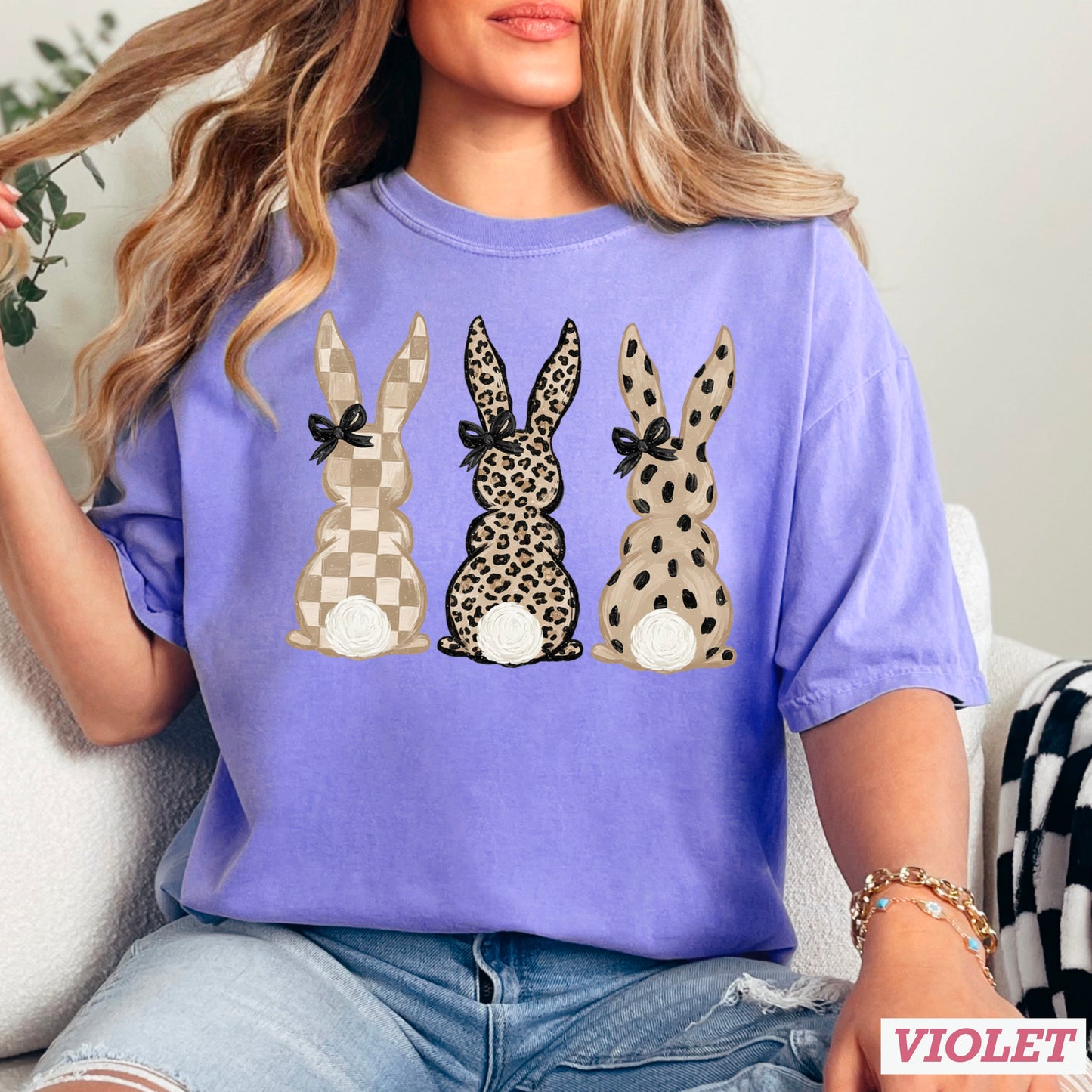 Easter Rabbit Trio Easter Comfort Color Graphic Tee