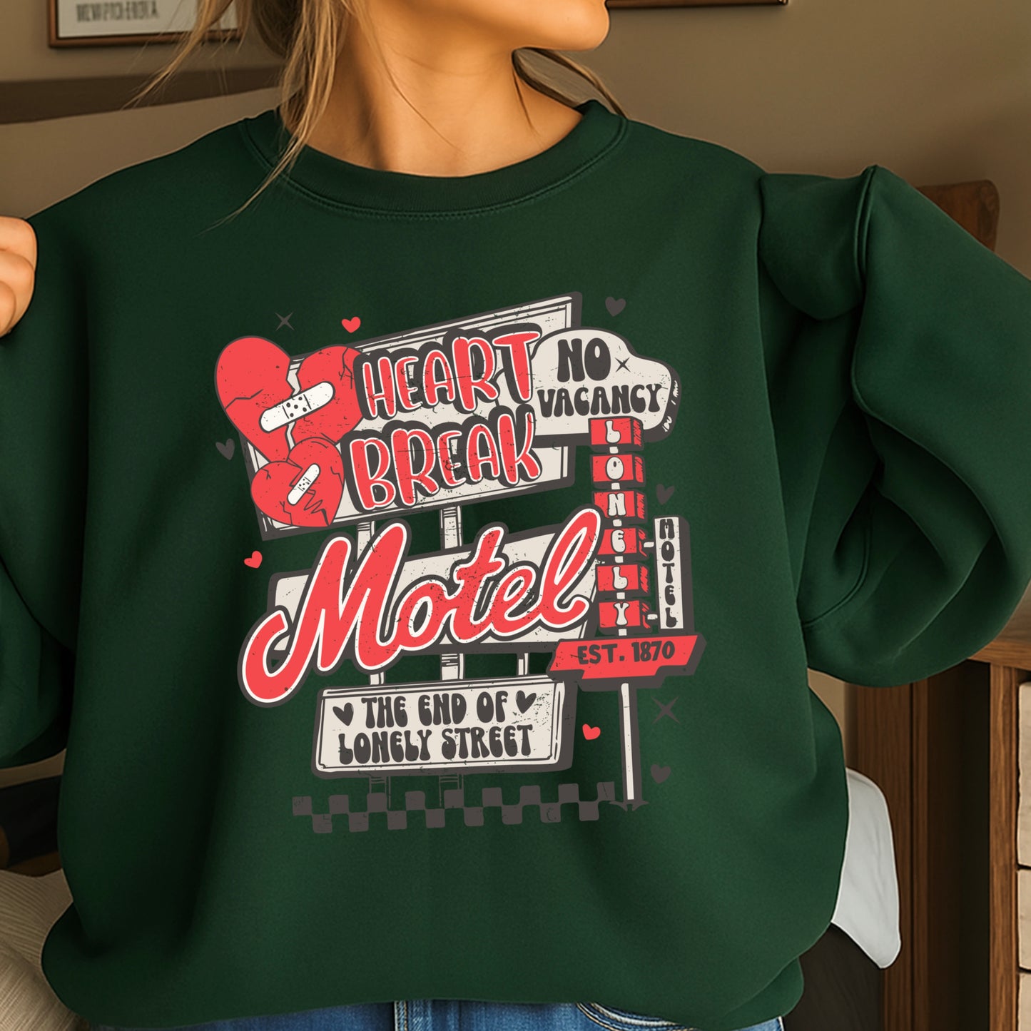 Heart Break Motel Valentine’s Day Crewneck Sweatshirt
