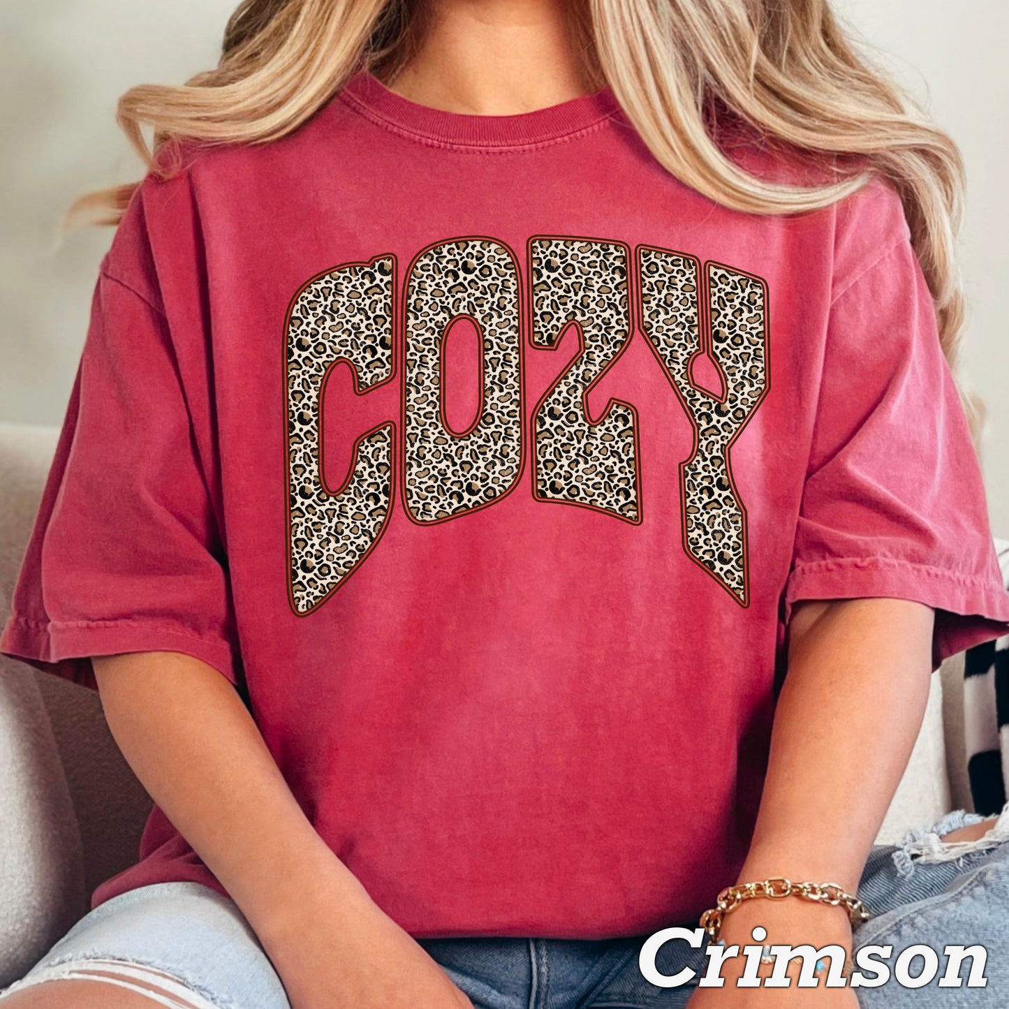 Leopard Cozy Fall Comfort Color Graphic Tee