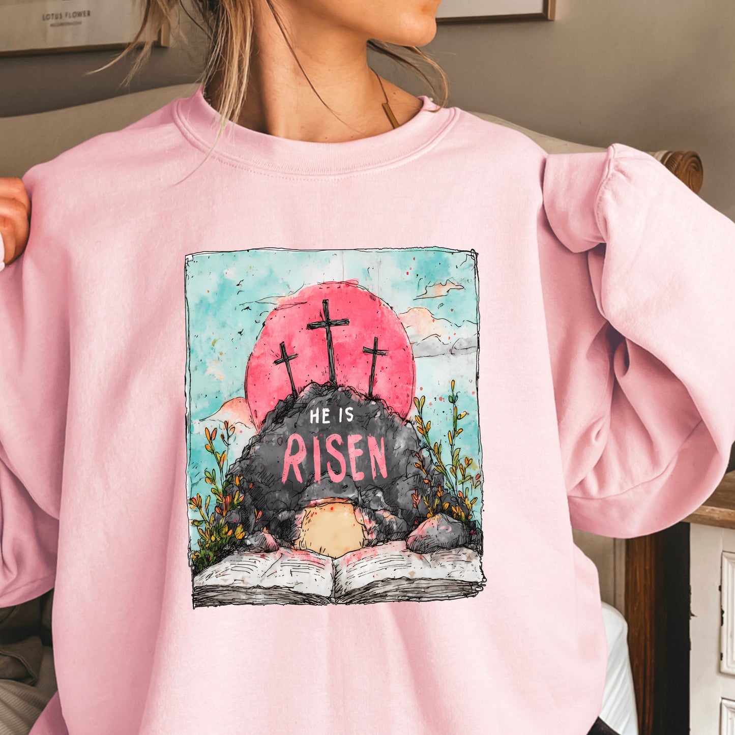 He Is Risen Easter Crewneck Sweatshirt