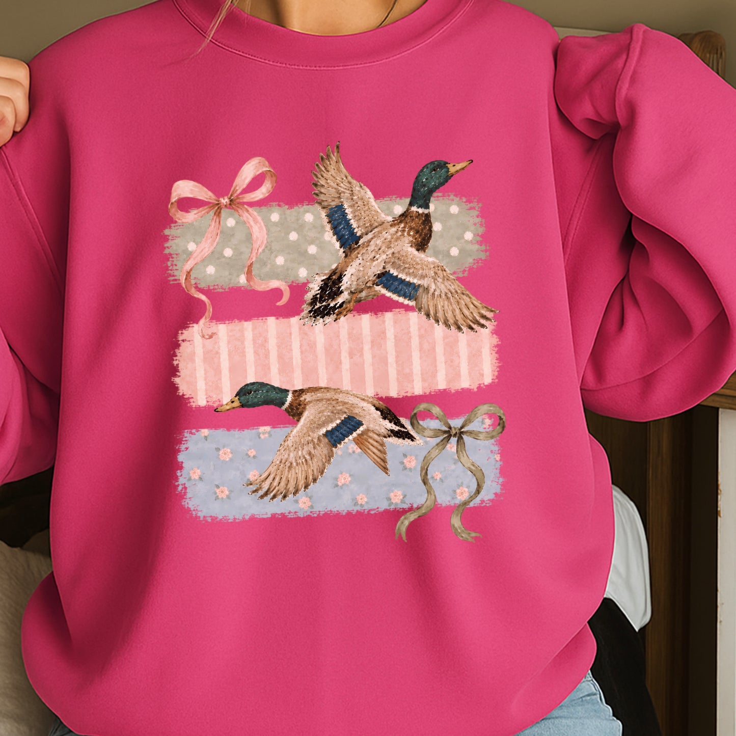 Mallard Ducks & Bows Crewneck Sweatshirt