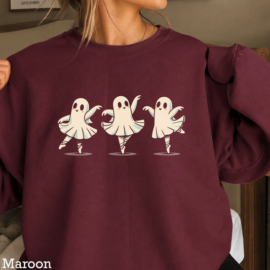 Ballerina Dancing Ghost Halloween Crewneck Sweatshirt