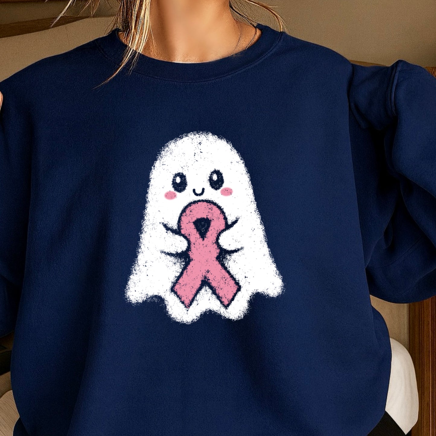Breast Cancer Ghost Crewneck Sweatshirt