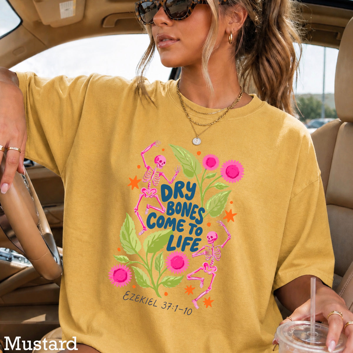 Dry Bones Come To Life Ezekiel 37 Navy Lettering Comfort Color Graphic Tee