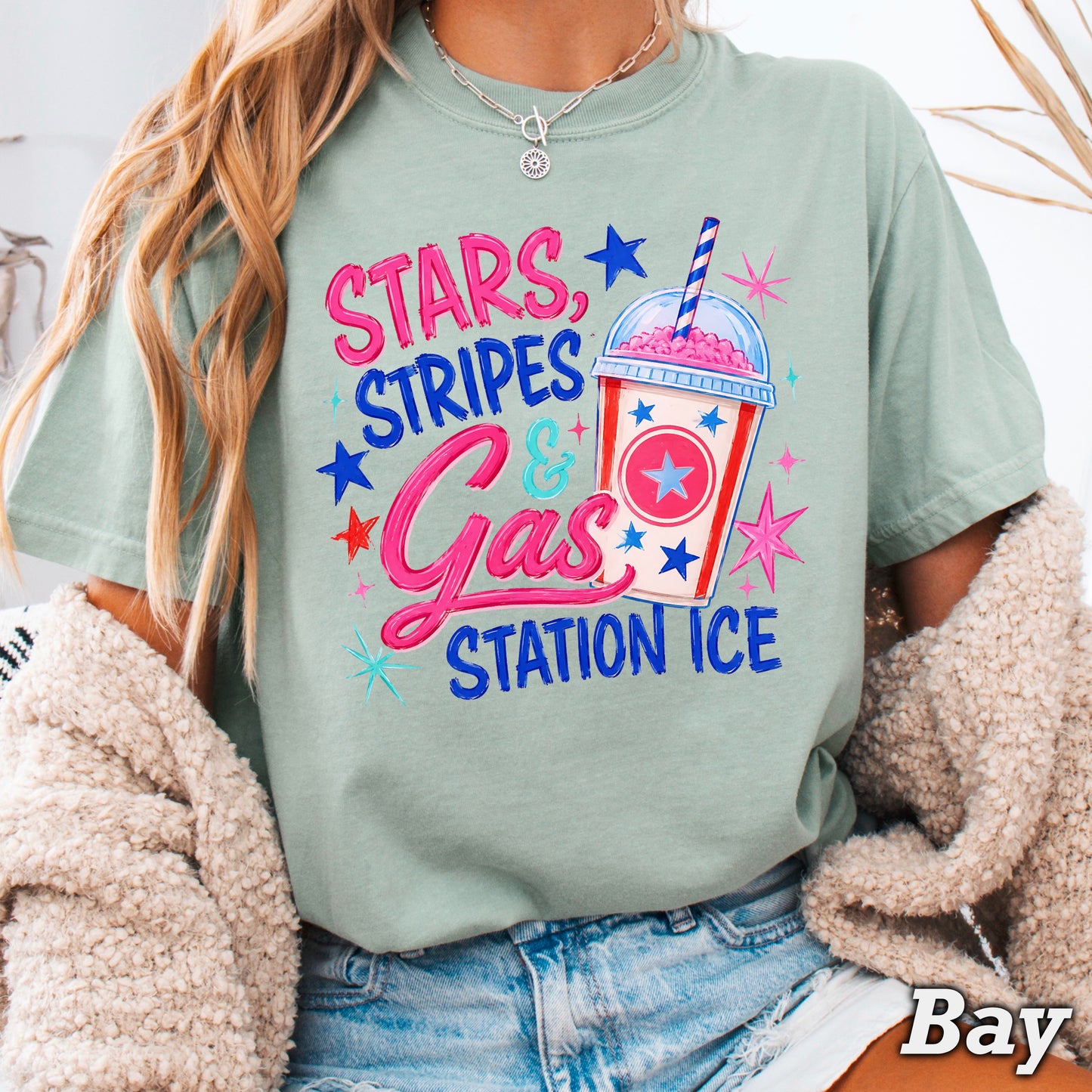 Stars Stripes & Gas Station Ice Comfort Color Graphic Tee