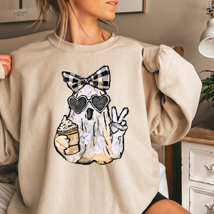 Preppy Ghost Halloween Crewneck Sweatshirt
