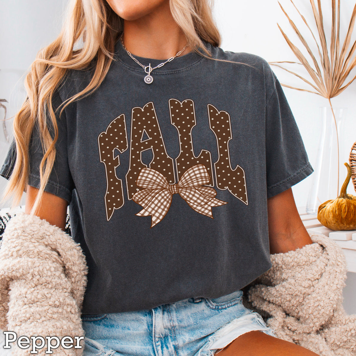 Fall Gingham Comfort Color Graphic Tee