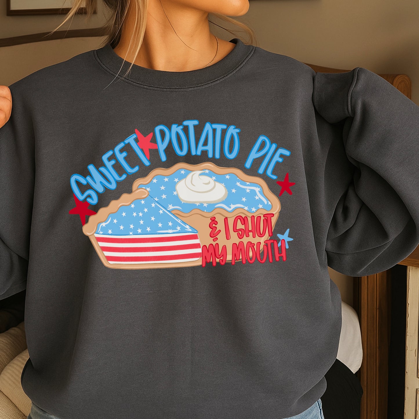 Sweet Potato Pie Patriotic Crewneck Sweatshirt