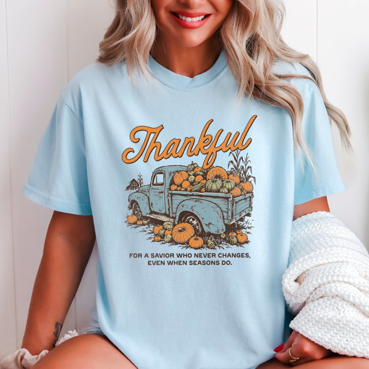 Thankful For A Savior Comfort Color Graphic Tee