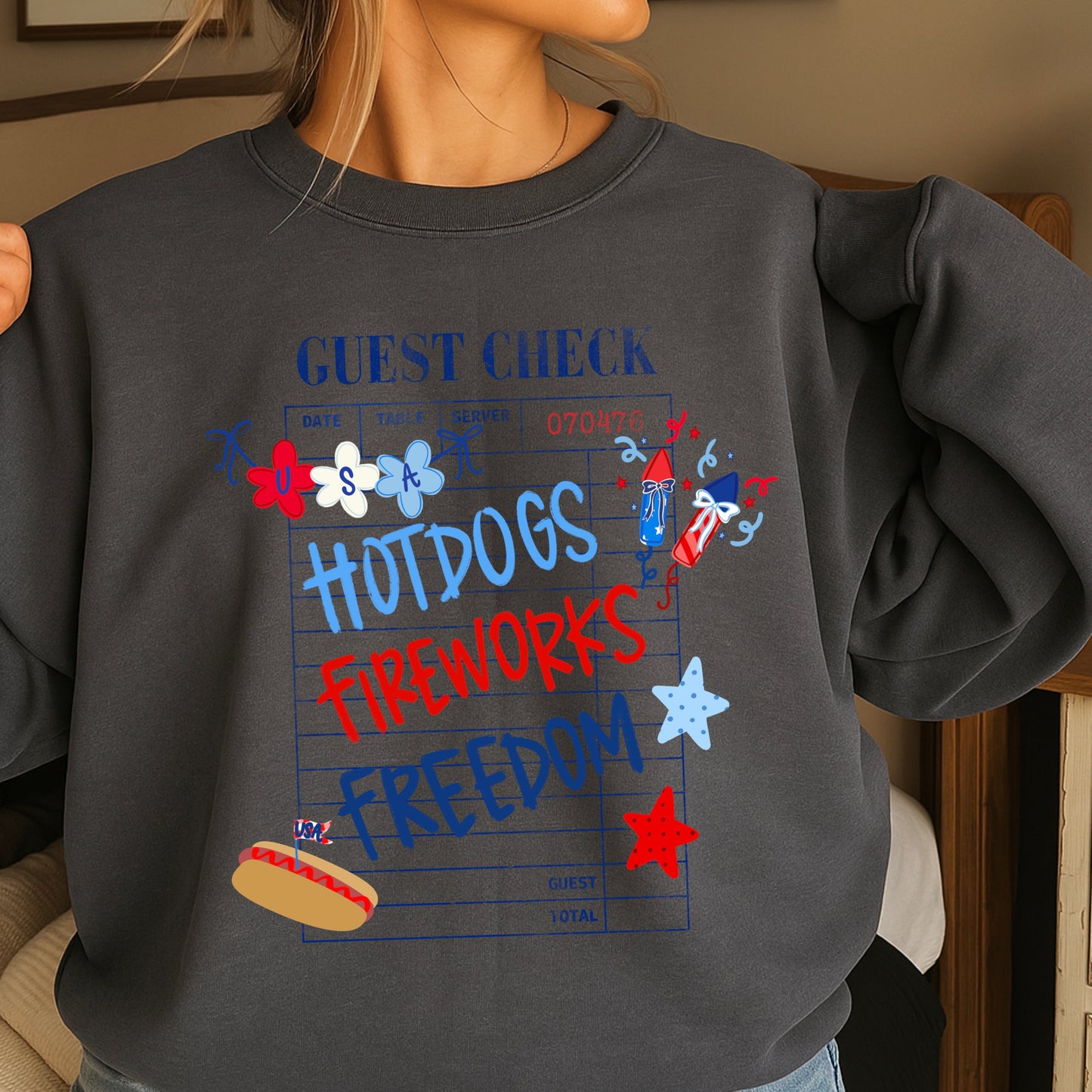 Guest Check July 4th Crewneck Sweatshirt