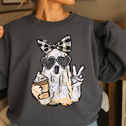 Preppy Ghost Halloween Crewneck Sweatshirt