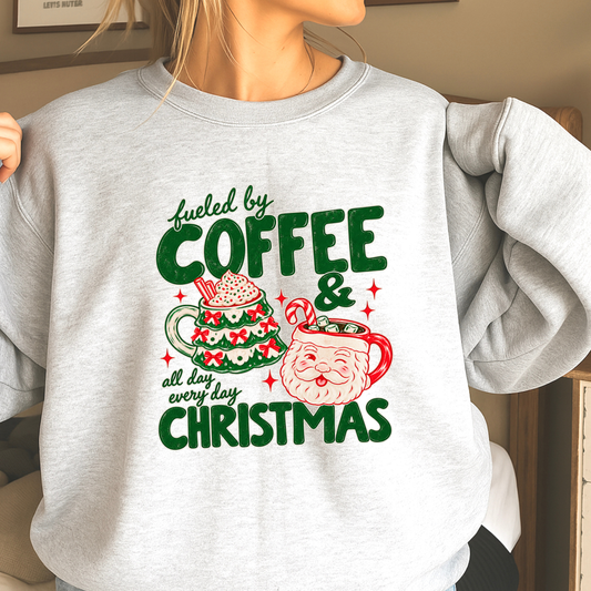 Fueled By Coffee & Christmas Christmas DTF Transfer