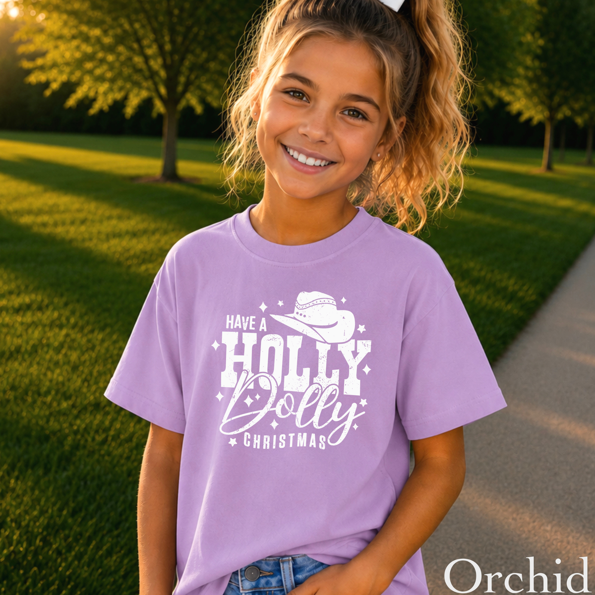 Have A Holly Christmas Youth Comfort Color T-Shirt
