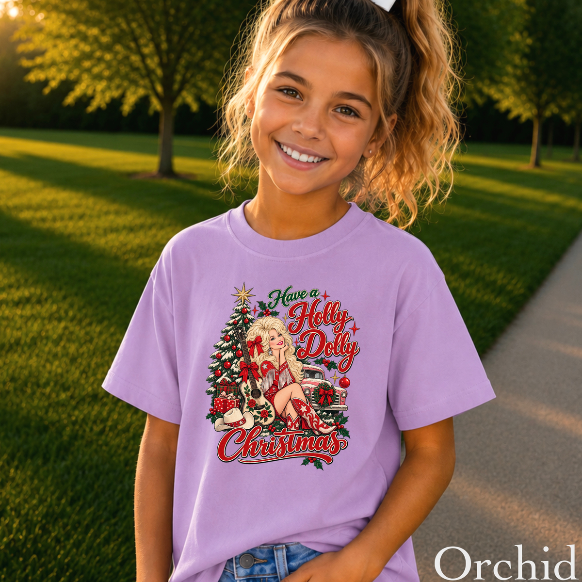 Have A Holly Christmas Youth Comfort Color T-Shirt