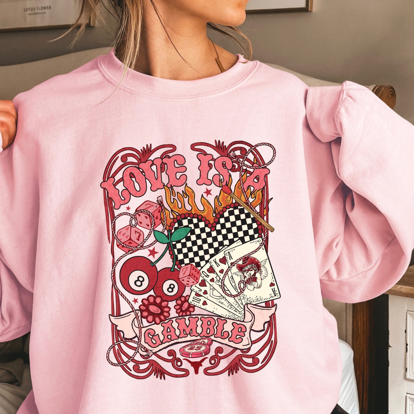 Love Is A Gamble Valentine’s Day Crewneck Sweatshirt