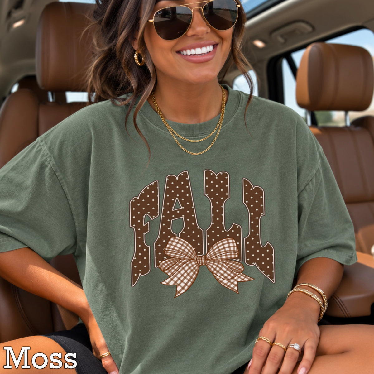 Fall Gingham Comfort Color Graphic Tee
