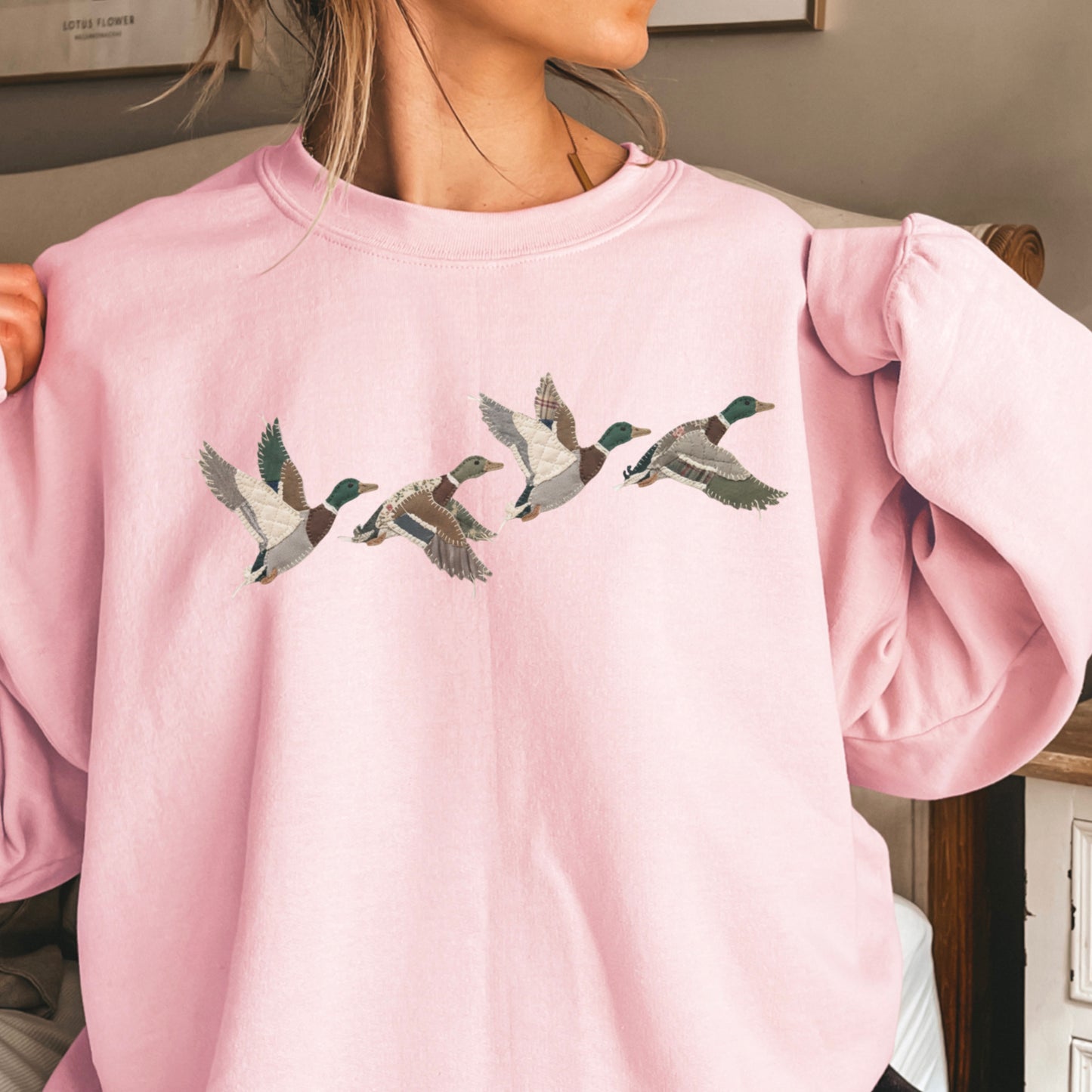 Patchwork Mallard Ducks Crewneck Sweatshirt