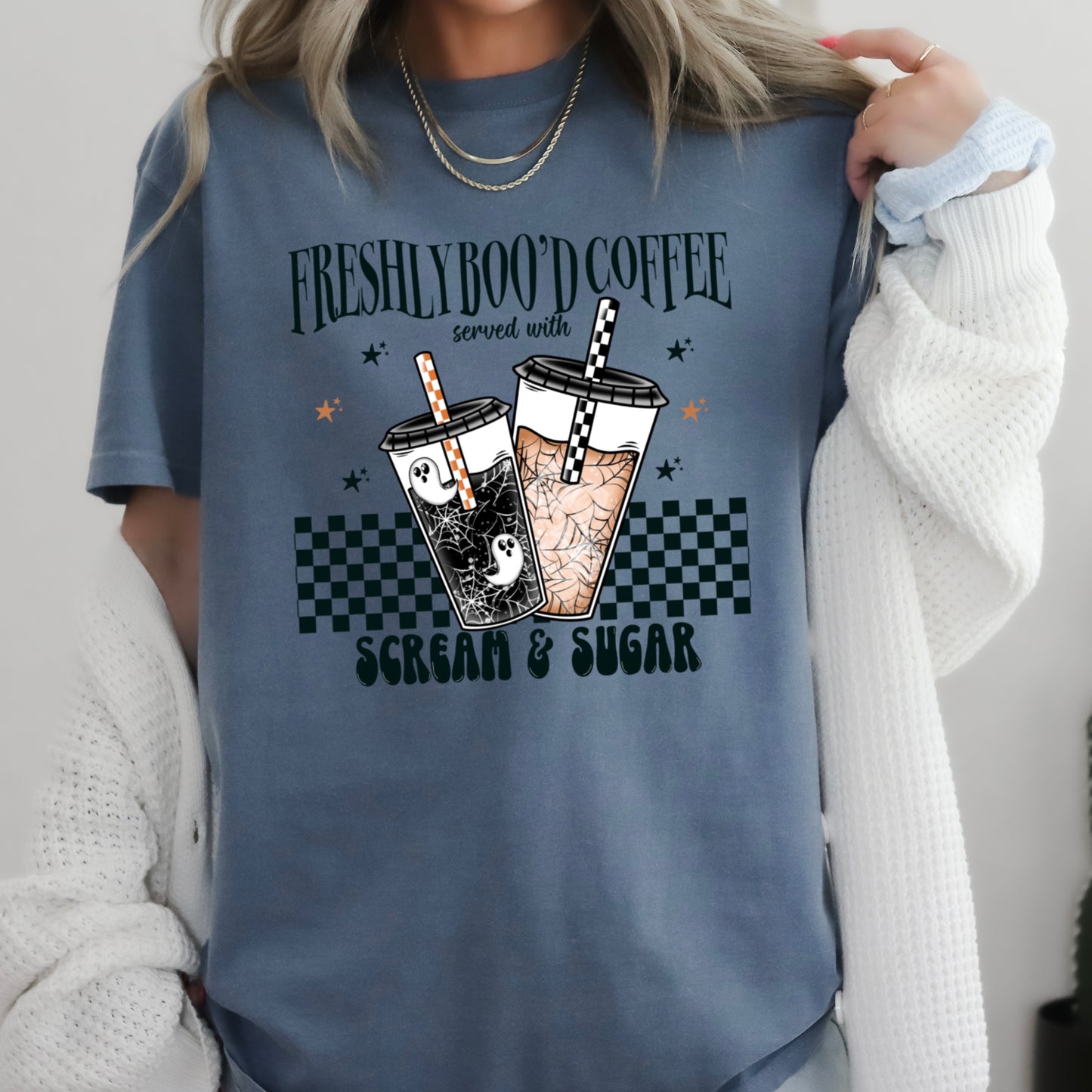 Freshly Boo’d Coffee Halloween Comfort Color Graphic Tee