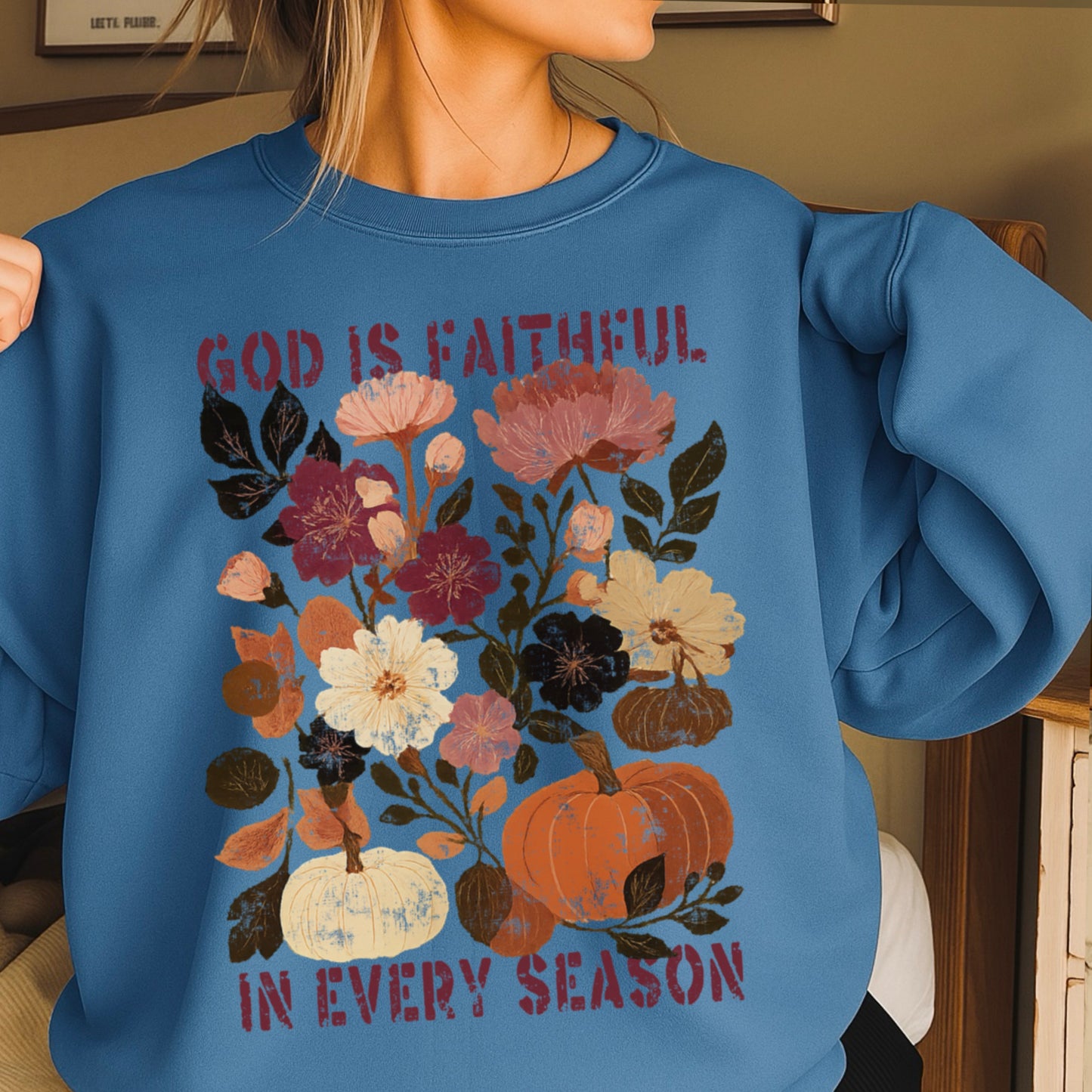 God Is Faithful In Every Season Plum Crewneck Sweatshirt