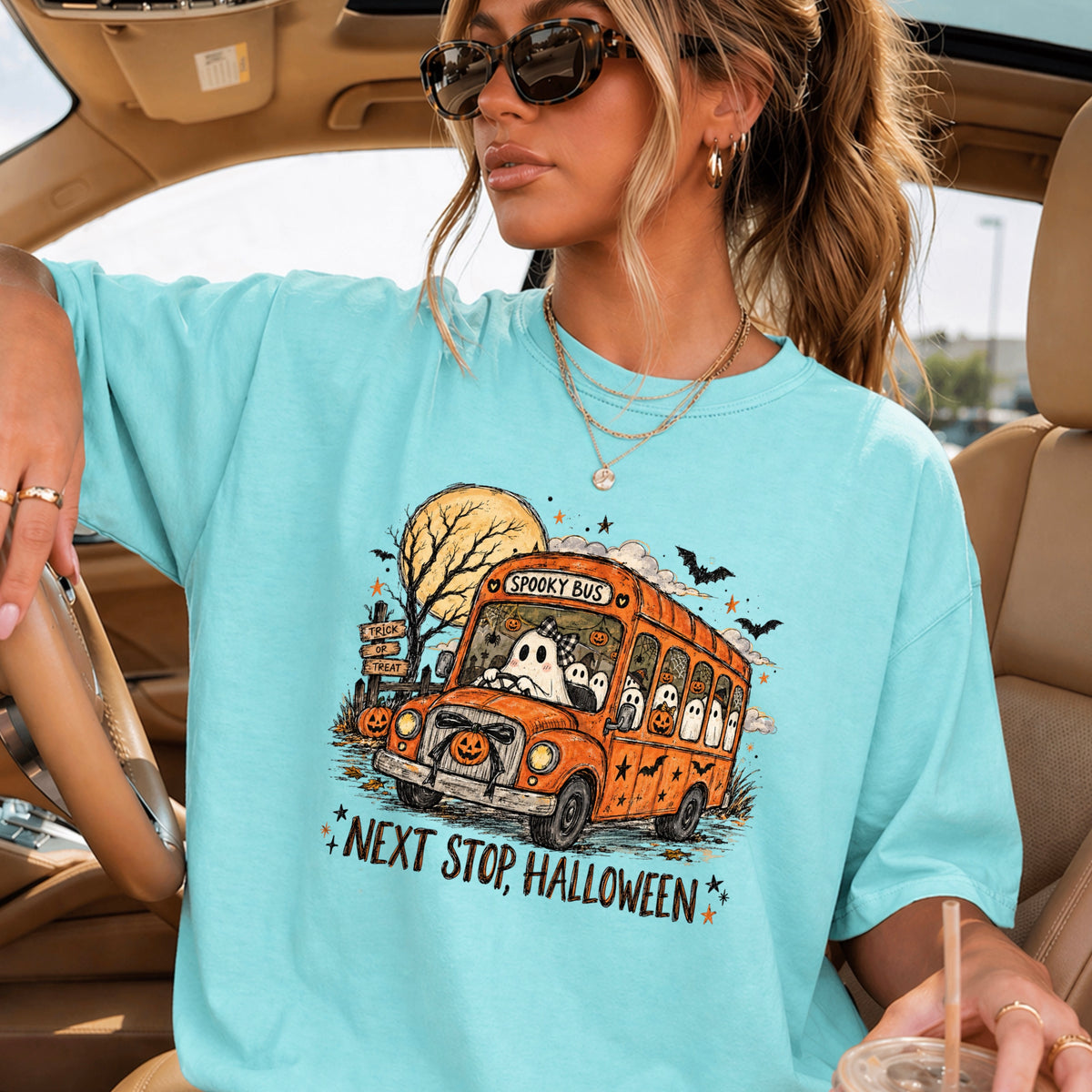 Next Stop Halloween Comfort Color Graphic Tee
