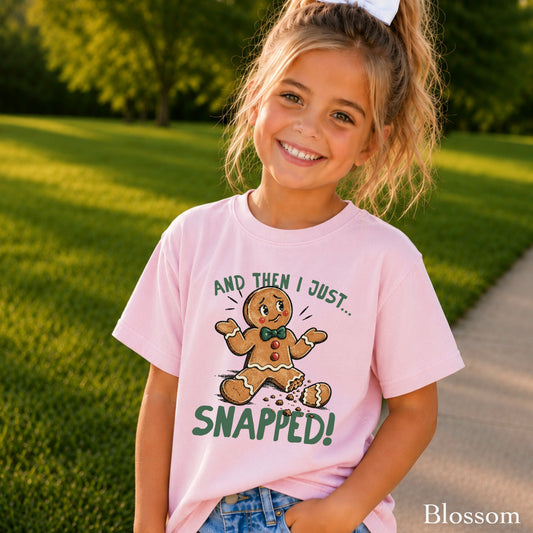 Gingerbread And Then I Just Snapped Christmas Youth Comfort Color T-Shirt