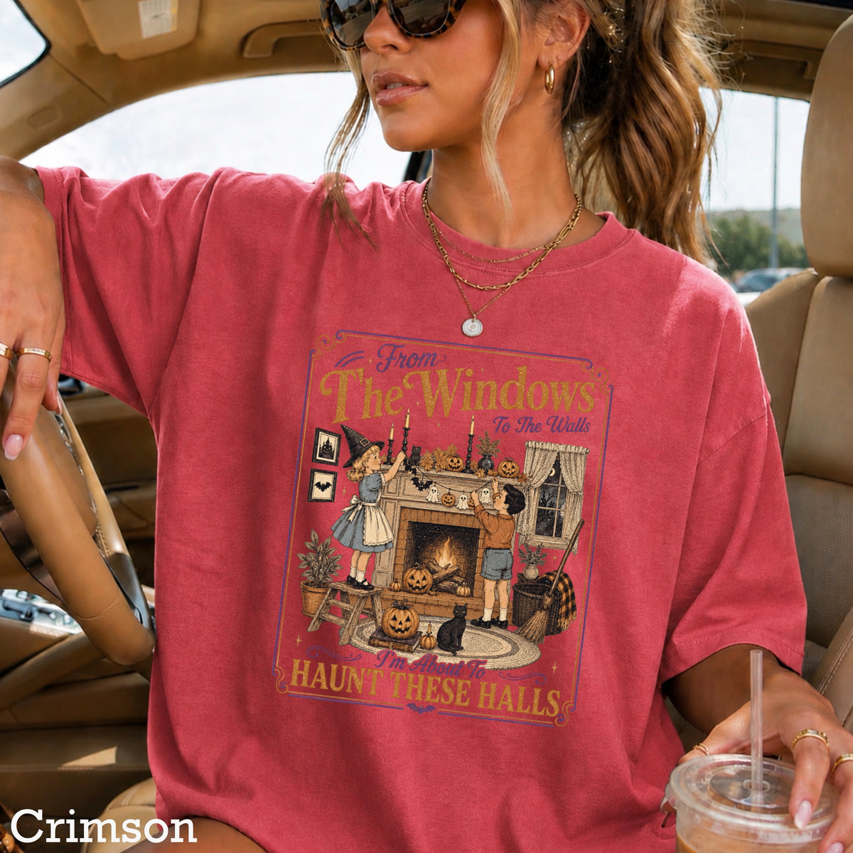From The Windows To The Walls Halloween Comfort Color Graphic Tee