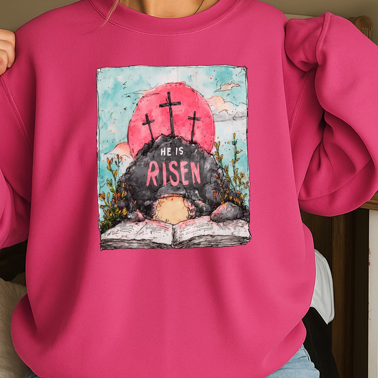 He Is Risen Easter Crewneck Sweatshirt