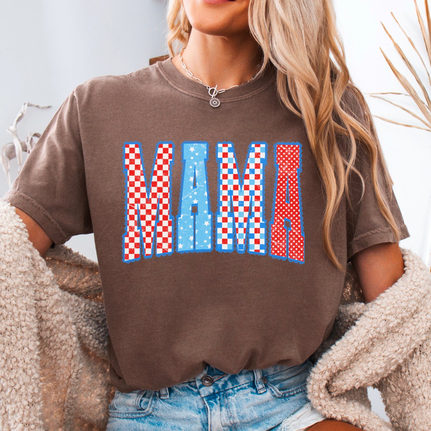 Mama Patriotic Comfort Color Graphic Tee