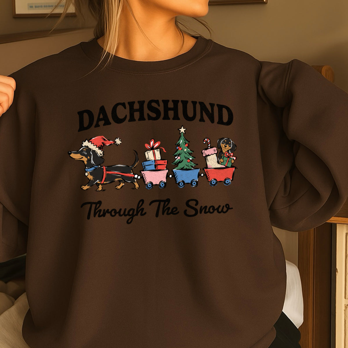 Dachshund Through the Snow Christmas Crewneck Sweatshirt