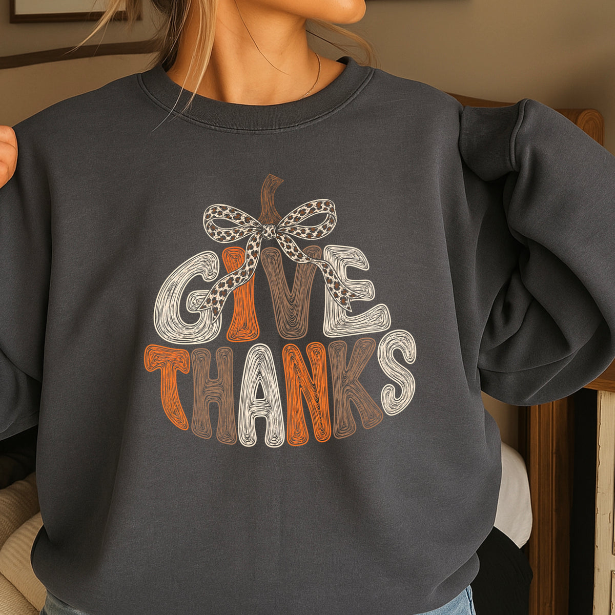 Give Thanks Thanksgiving Crewneck Sweatshirt