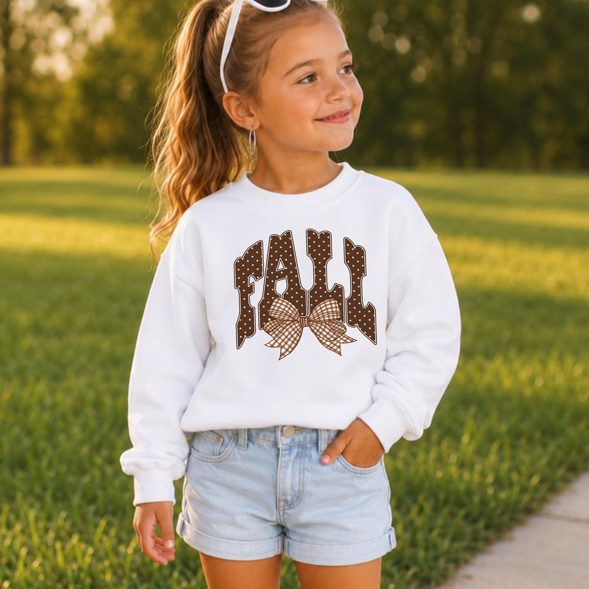 Fall Gingham Youth Crewneck Sweatshirt