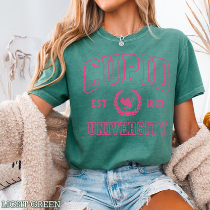 Cupid University Valentine’s Day Comfort Color Graphic Tee