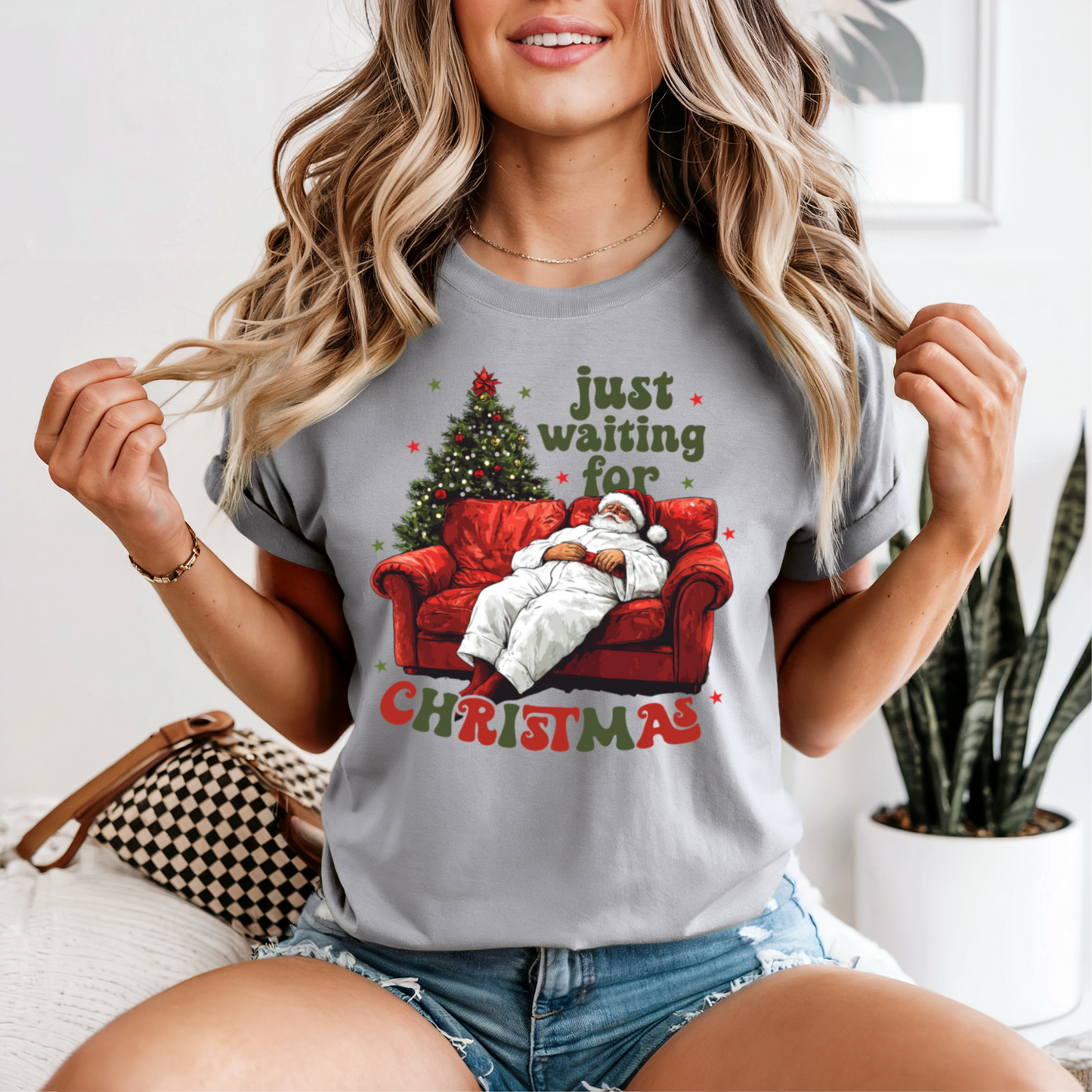 Just Waiting For Christmas Comfort Color Graphic Tee