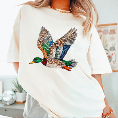 Faux Rhinestone Mallard Duck Comfort Color Graphic Tee