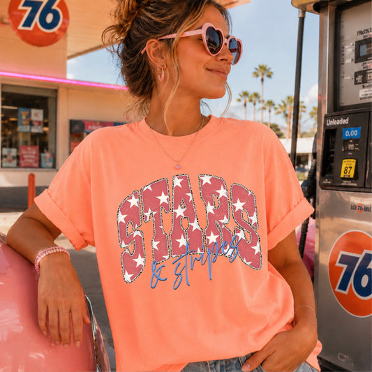 Stars & Stripes July 4th Comfort Color Graphic Tee