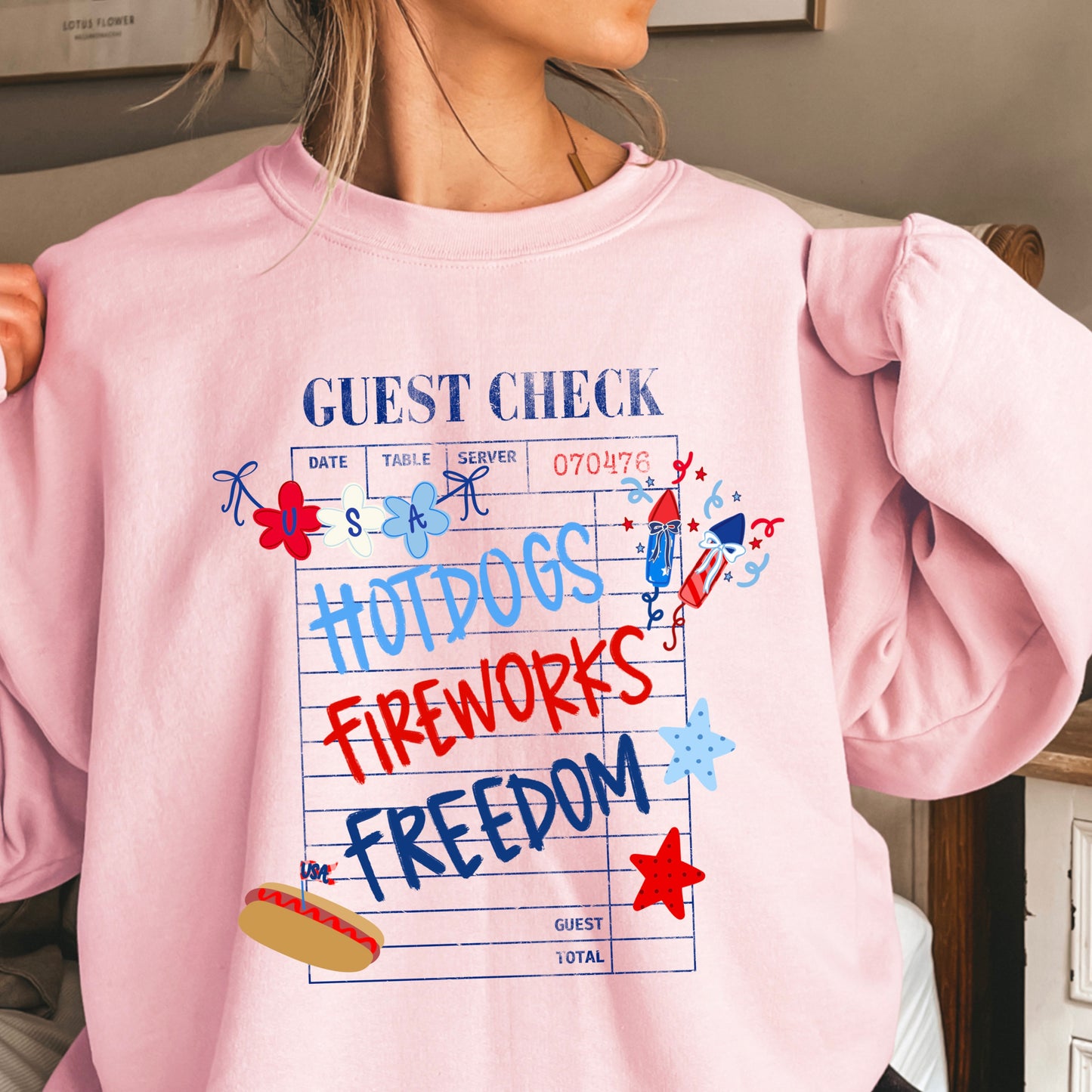 Guest Check July 4th Crewneck Sweatshirt