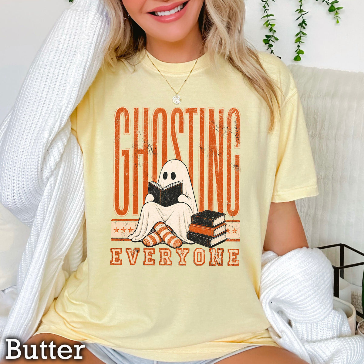 Ghosting Everyone Halloween Comfort Color Graphic Tee