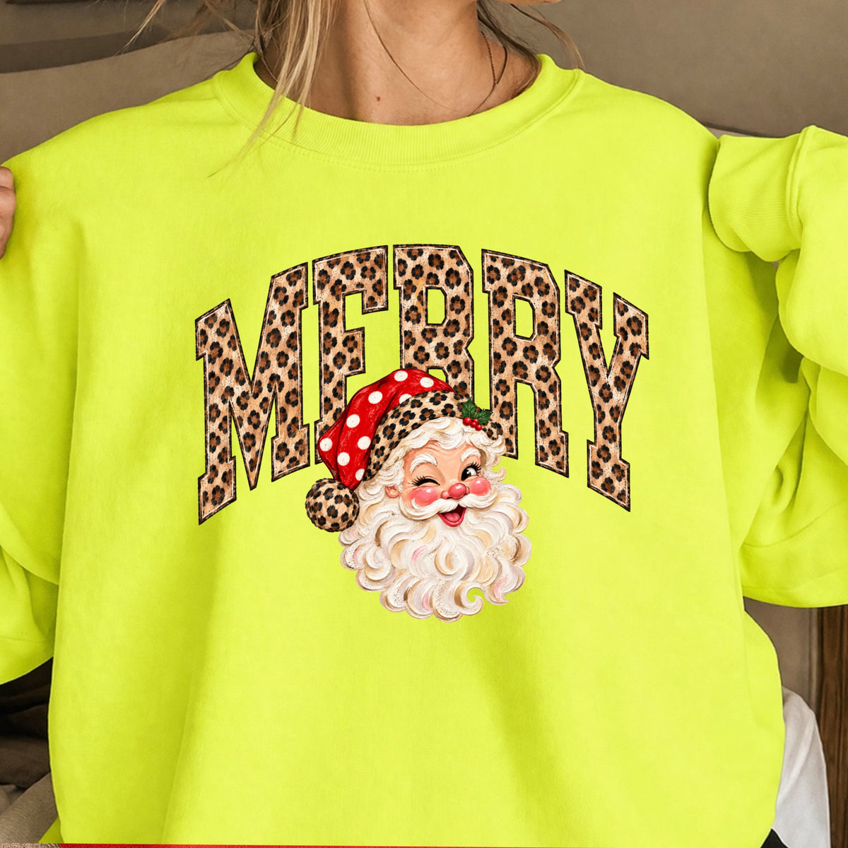 Leopard Merry Christmas Crewneck Sweatshirt