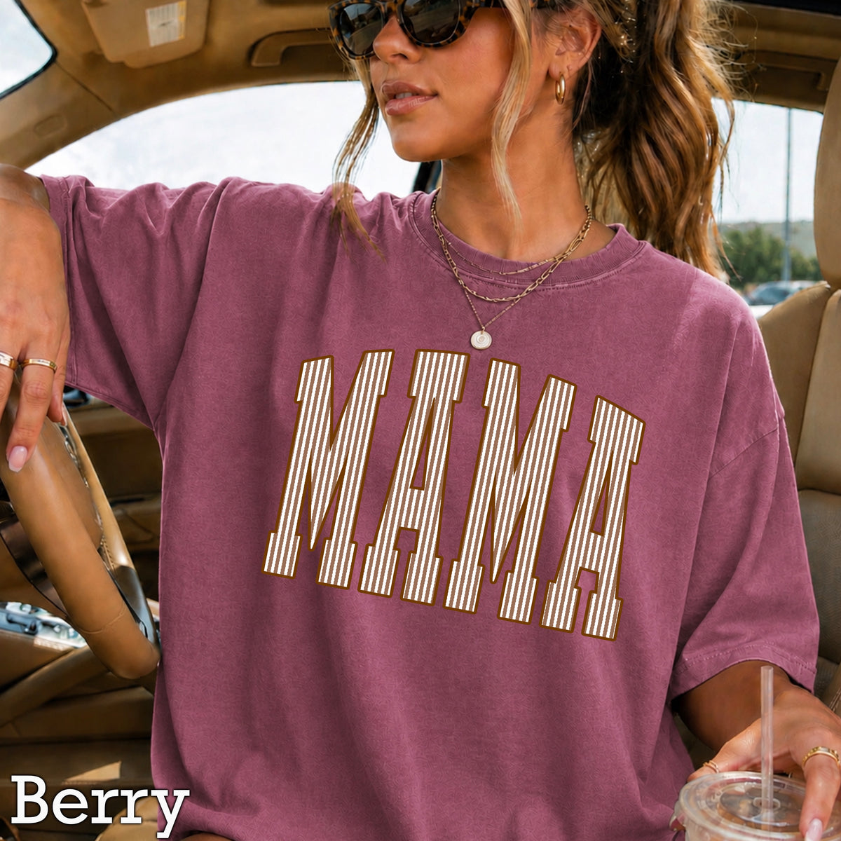 Mama Brown Seersucker Comfort Color Graphic Tee