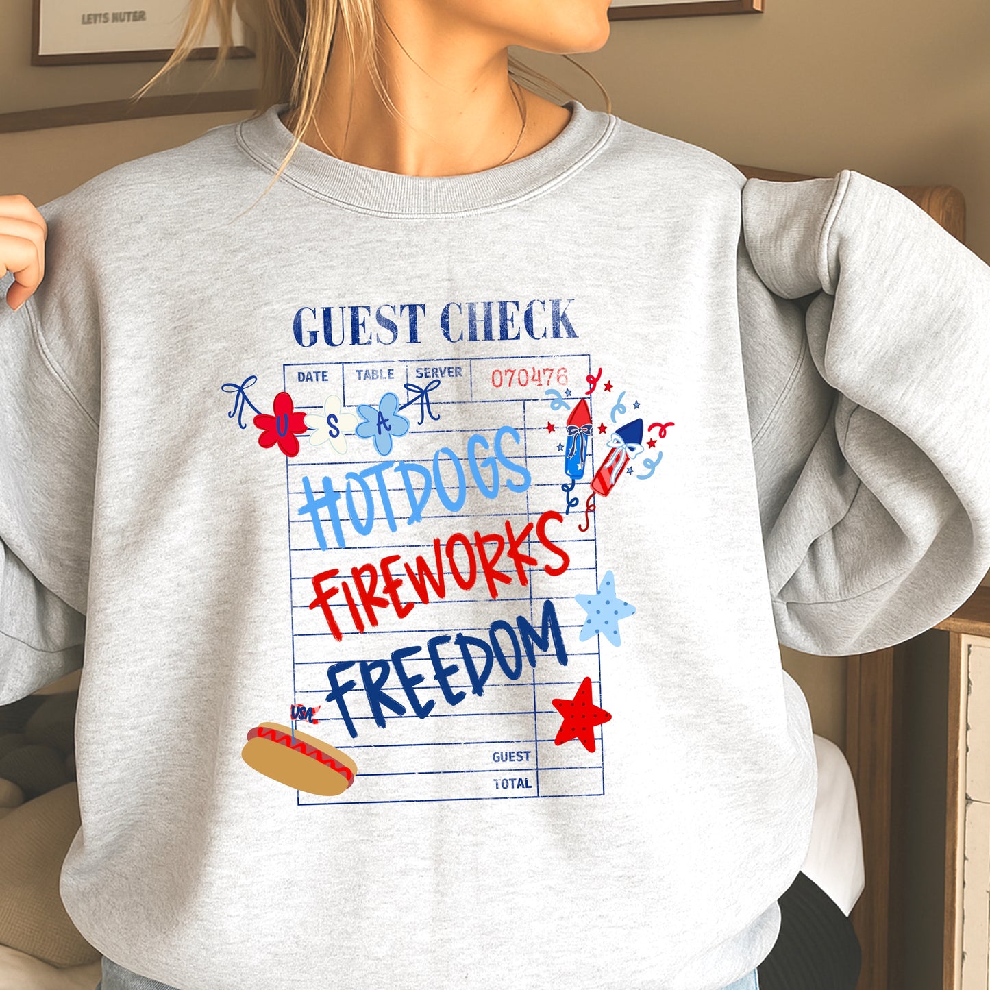 Guest Check July 4th Crewneck Sweatshirt