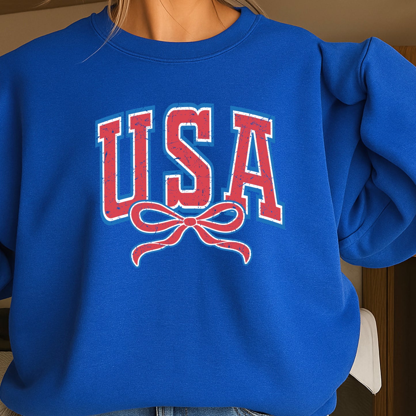 USA Coquette Bow Crewneck Sweatshirt