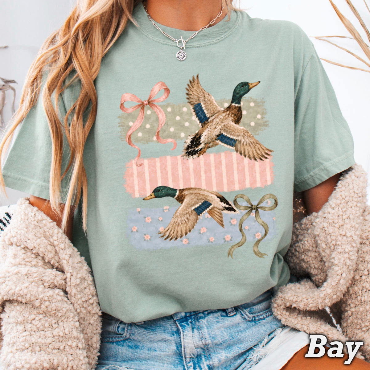 Mallard Ducks & Bows Comfort Color Graphic Tee