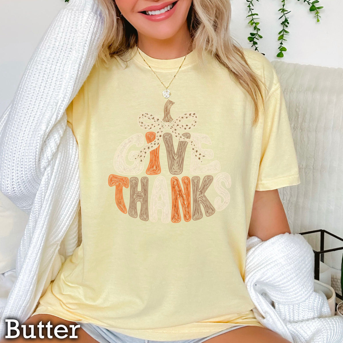 Give Thanks Thanksgiving Comfort Color Graphic Tee