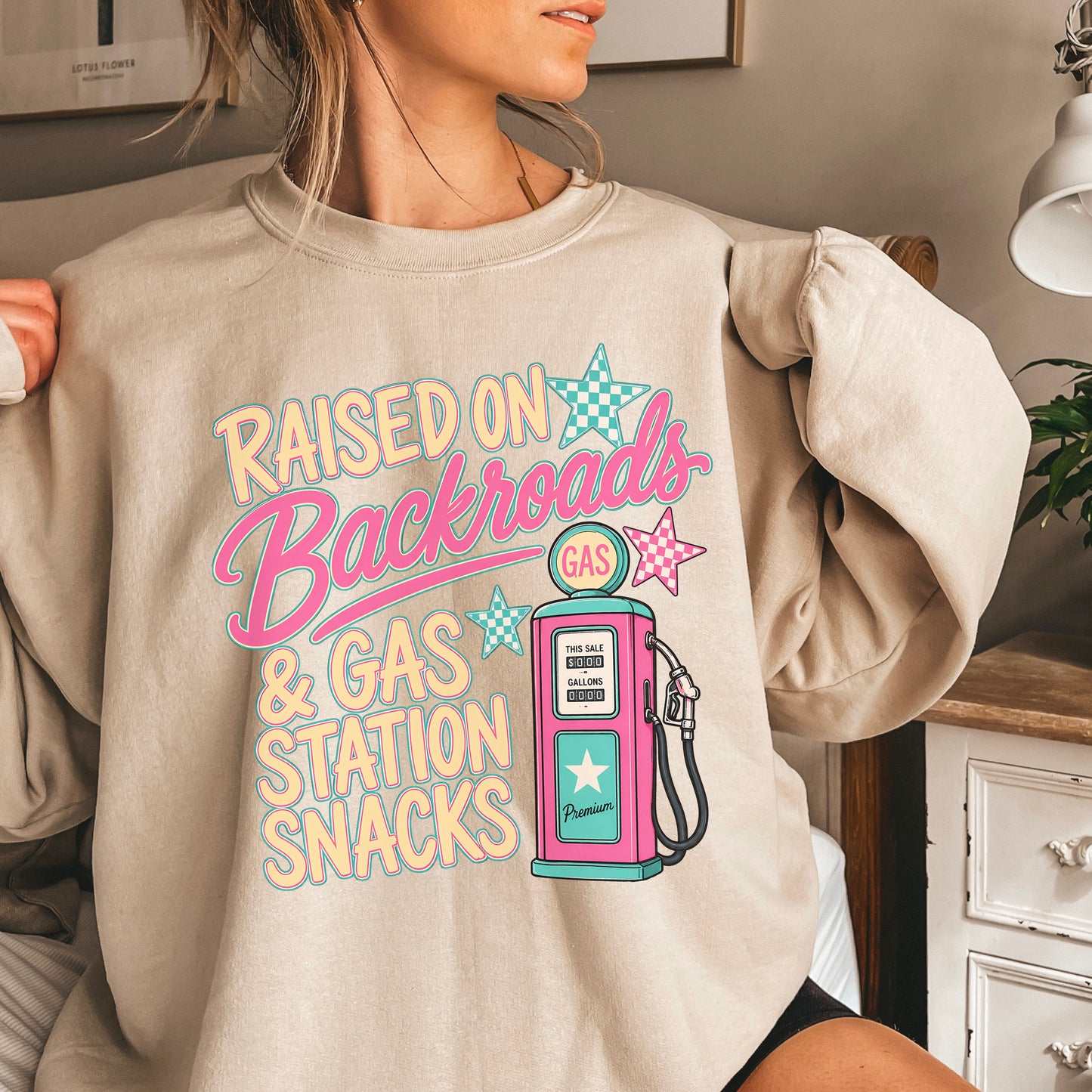 Raised On Backroads & Gas Station Snacks Crewneck Sweatshirt
