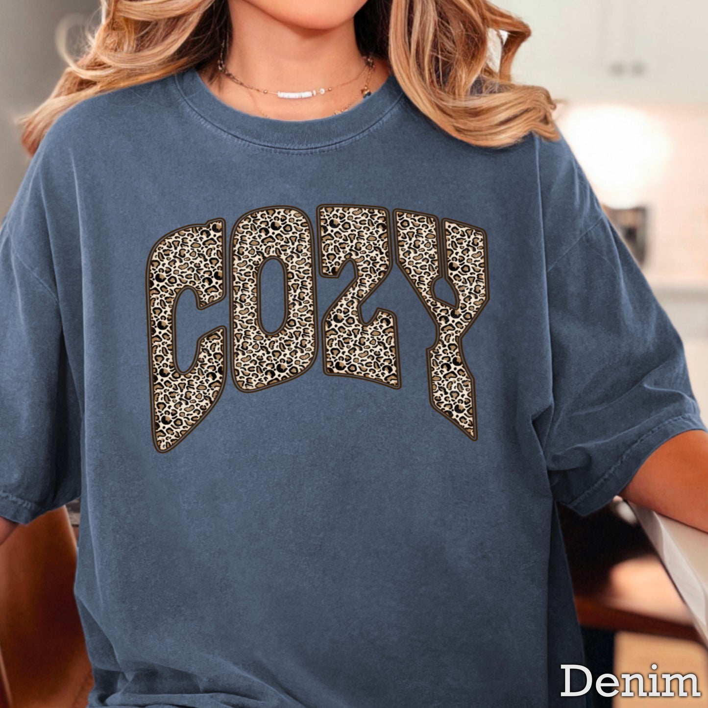 Leopard Cozy Fall Comfort Color Graphic Tee