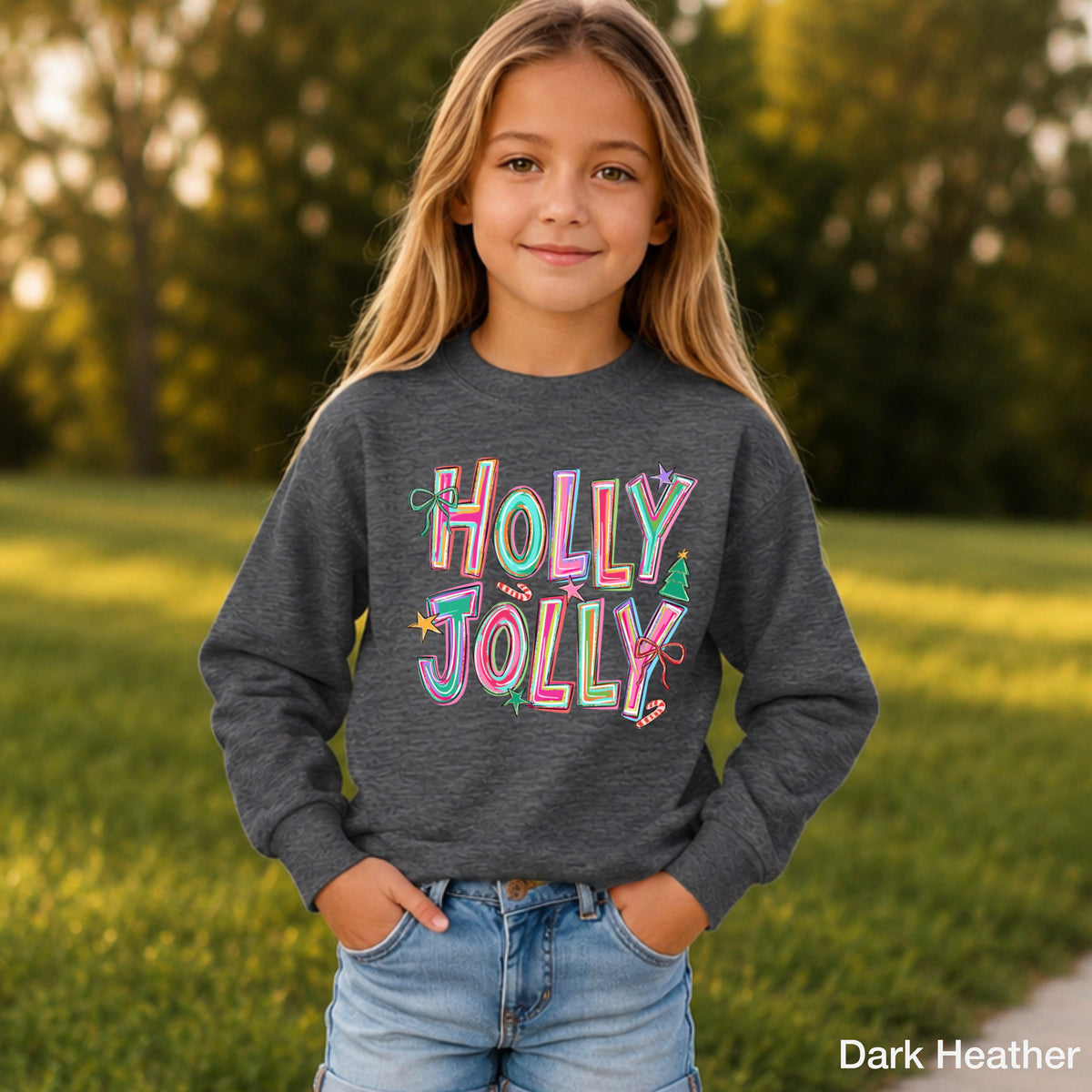 Holly Jolly Christmas Youth Crewneck Sweatshirt