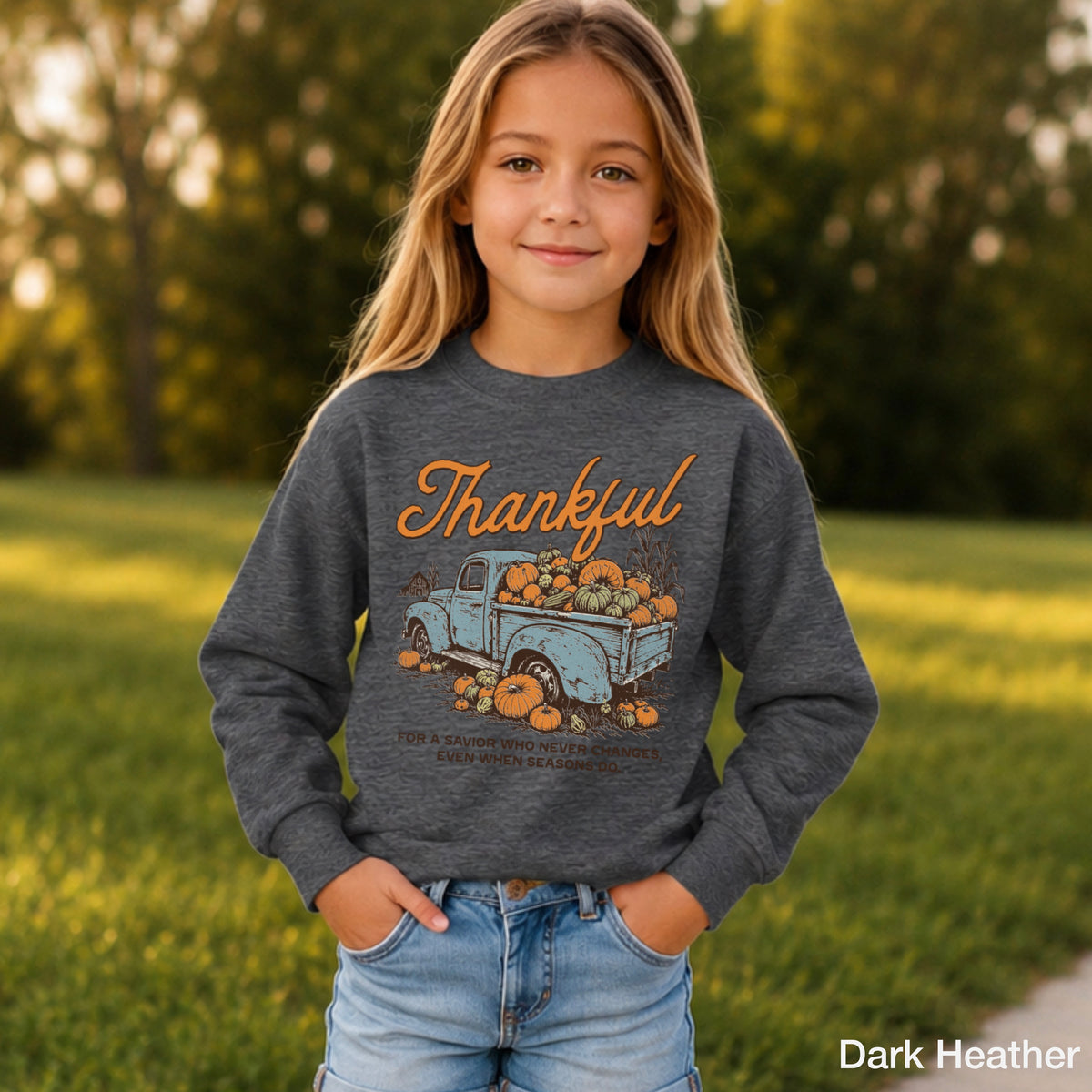 Thankful For A Savior Youth Crewneck Sweatshirt