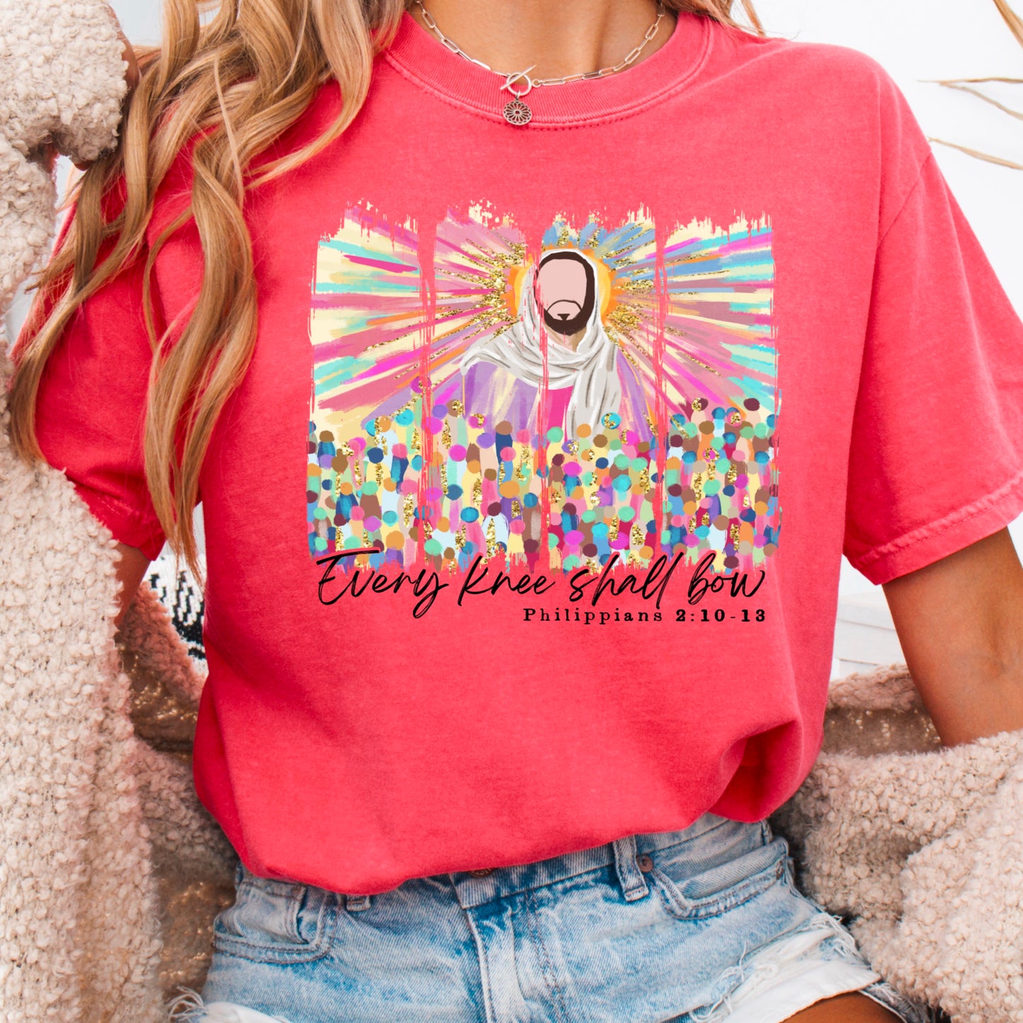 Every Knee Shall Bow Easter Comfort Color Graphic Tee