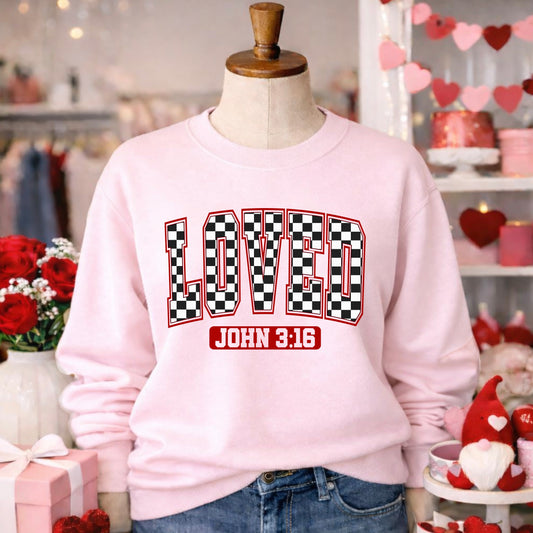 Loved John 3:16 Valentine’s Day Crewneck Sweatshirt