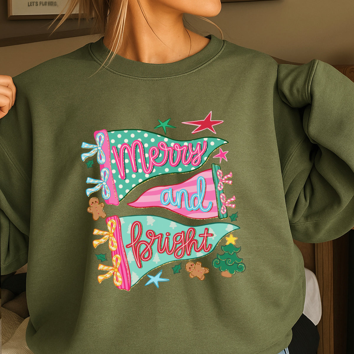 Merry And Bright Christmas Crewneck Sweatshirt